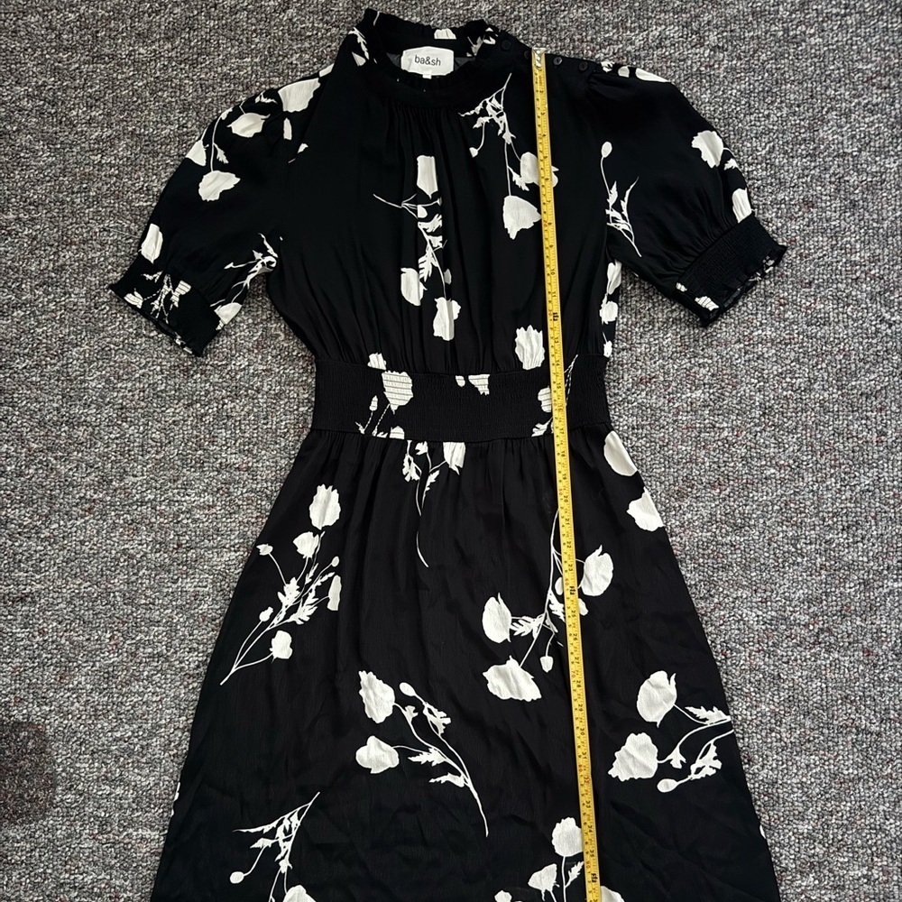 ba&sh Black and White Floral High Low Dress Dark Romantic - Picture 2 of 9